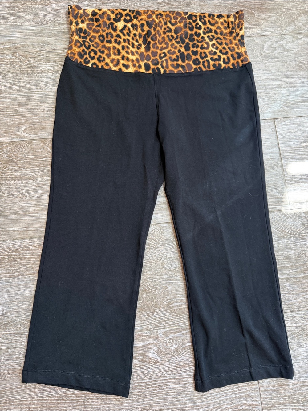 Express Black Capris with Leopard Waistband